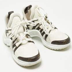 Pre Owned Louis Vuitton White Mesh and Monogram Canvas Archlight Sneakers Size 37