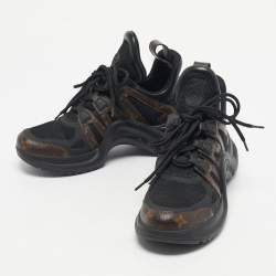 Pre Owned Louis Vuitton Brown/Black Monogram Canvas And Leather Archlight Sneakers Size 38.5