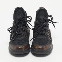 Pre Owned Louis Vuitton Brown/Black Monogram Canvas And Leather Archlight Sneakers Size 38.5