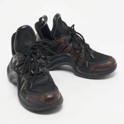 Pre Owned Louis Vuitton Brown/Black Monogram Canvas And Leather Archlight Sneakers Size 38.5