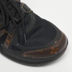 Pre Owned Louis Vuitton Brown/Black Monogram Canvas And Leather Archlight Sneakers Size 38.5