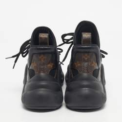 Pre Owned Louis Vuitton Brown/Black Monogram Canvas And Leather Archlight Sneakers Size 38.5