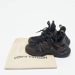 Pre Owned Louis Vuitton Brown/Black Monogram Canvas And Leather Archlight Sneakers Size 38.5