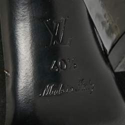 Pre Owned Louis Vuitton Black Patent Leather and Suede Ankle Booties Size 40.5