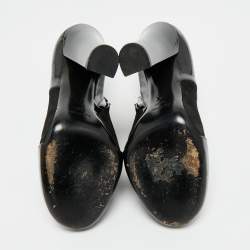 Pre Owned Louis Vuitton Black Patent Leather and Suede Ankle Booties Size 40.5