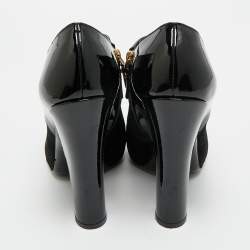 Pre Owned Louis Vuitton Black Patent Leather and Suede Ankle Booties Size 40.5