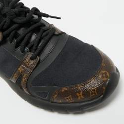 Pre Owned Louis Vuitton Black/Brown Fabric And Monogram Canvas Aftergame Sneakers Size 39