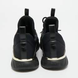 Pre Owned Louis Vuitton Black/Brown Fabric And Monogram Canvas Aftergame Sneakers Size 39