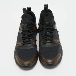 Pre Owned Louis Vuitton Black/Brown Fabric And Monogram Canvas Aftergame Sneakers Size 39