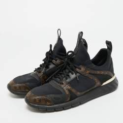 Pre Owned Louis Vuitton Black/Brown Fabric And Monogram Canvas Aftergame Sneakers Size 39