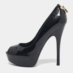 Pre Owned Louis Vuitton Black Patent Leather Oh Really! Platform Pumps Size 39.5