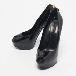 Pre Owned Louis Vuitton Black Patent Leather Oh Really! Platform Pumps Size 39.5