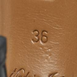 Pre Owned Louis Vuitton Dark Green Patent Leather And Monogram Canvas Idylle Buci Open Toe Pumps Size 36