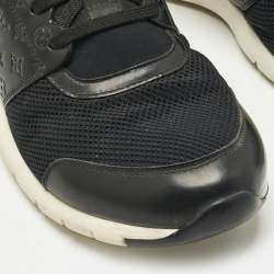 Pre Owned Louis Vuitton Black Knit Fabric and Monogram Leather Aftergame Lace Up Sneakers Size 39