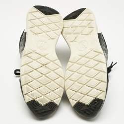 Pre Owned Louis Vuitton Black Knit Fabric and Monogram Leather Aftergame Lace Up Sneakers Size 39