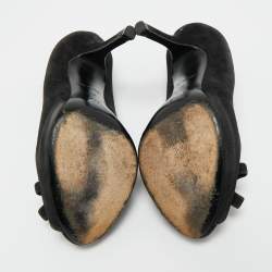 Pre Owned Louis Vuitton Black Suede Peep Toe Pumps Size 36