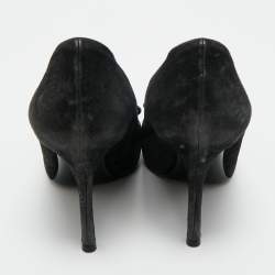 Pre Owned Louis Vuitton Black Suede Peep Toe Pumps Size 36