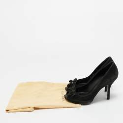 Pre Owned Louis Vuitton Black Suede Peep Toe Pumps Size 36