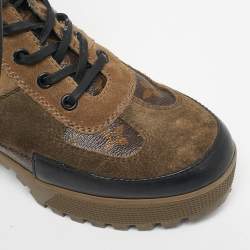 Pre Owned Louis Vuitton Multicolor Monogram Canvas and Leather Laureate Ankle Length Boots Size 36