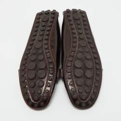 Pre Owned Louis Vuitton Burgundy Patent Leather Oxford Loafers Size 37