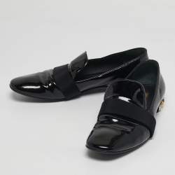 Pre Owned Louis Vuitton Black Patent Leather Smoking Slippers Size 39.5
