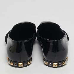 Pre Owned Louis Vuitton Black Patent Leather Smoking Slippers Size 39.5