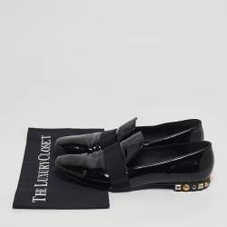 Pre Owned Louis Vuitton Black Patent Leather Smoking Slippers Size 39.5