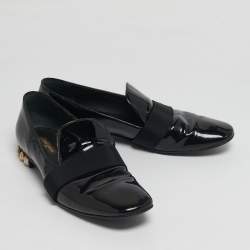 Pre Owned Louis Vuitton Black Patent Leather Smoking Slippers Size 39.5