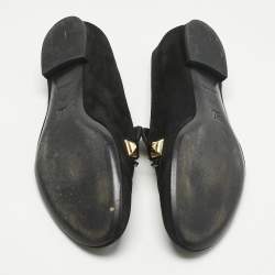 Pre Owned Louis Vuitton Black Suede Stud Embellished Smoking Slippers Size 39.5