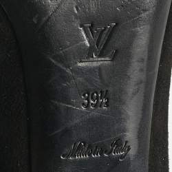 Pre Owned Louis Vuitton Black Suede Stud Embellished Smoking Slippers Size 39.5
