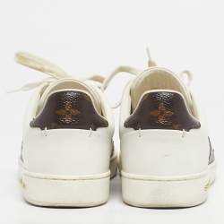 مملوكة مسبقًا حذاء رياضي لوي فيتون فرونترو جلد لامع وكانفاس مونوغرامي بني/أسود بعنق منخفضمقاس 39