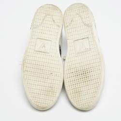 مملوكة مسبقًا حذاء رياضي لوي فيتون فرونترو جلد لامع وكا�نفاس مونوغرامي بني/أسود بعنق منخفضمقاس 39