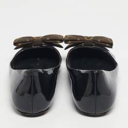 Pre Owned حذاء باليرينا فلات لوي فيتون بوبي جلد أسود لامع مقاس 38.5