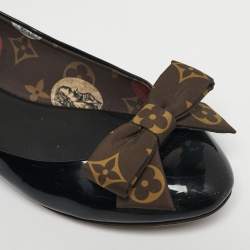 Pre Owned حذاء باليرينا فلات لوي فيتون بوبي جلد أسود لامع مقاس 38.5