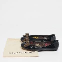 Pre Owned حذاء باليرينا فلات لوي فيتون بوبي جلد أسود لامع مقاس 38.5