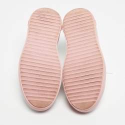 مملوكة مسبقًا حذاء رياضي لويس فيتون جلد أبيض ووردي برباط علوي مقاس 39