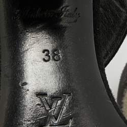 Pre Owned Louis Vuitton Black Suede Medallion Sandals Size 38