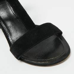 Pre Owned Louis Vuitton Black Suede Medallion Sandals Size 38