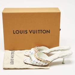 Pre Owned Louis Vuitton Multicolor Monogram Canvas and Leather 6 am Slide Sandals Size 39