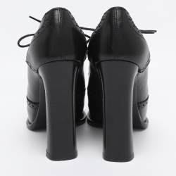 Pre Owned Louis Vuitton Black Leather Brogue Derby Lace Up Platform Booties Size 38.5