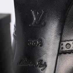 Pre Owned Louis Vuitton Black Leather Brogue Derby Lace Up Platform Booties Size 38.5
