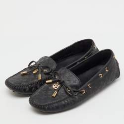 مملوكة مسبقًا حذاء لوفرز لوي فيتون سليب أون غلوريا جلد مونوغرامي أسود مقاس 38