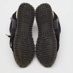 Pre Owned Louis Vuitton Black Suede, Mesh and Monogram Canvas Run Away Sneakers Size 37.5
