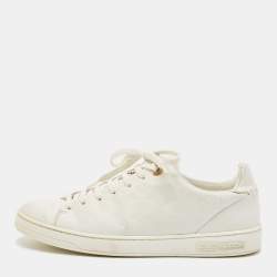 Pre Owned Louis Vuitton White Leather Frontrow Low Top Sneakers Size 37.5