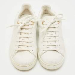 Pre Owned Louis Vuitton White Leather Frontrow Low Top Sneakers Size 37.5