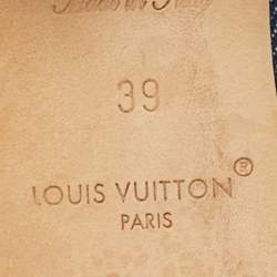 Pre Owned صندل لوي فيتون شاكي دينيم أزرق كحلي بحزام للكاحل مقاس 39