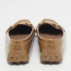 Pre Owned Louis Vuitton Beige Patent Leather Oxford Loafers Size 38.5