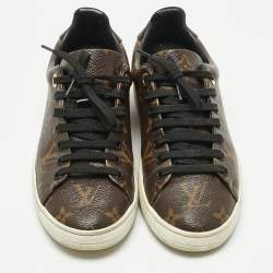 مملوكة مسبقًا حذاء رياضي لوي فيتون فرانتروا جلد لامع وقماش مونوغرام بني/أسود مقاس 36