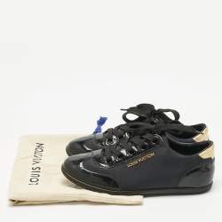 Pre Owned Louis Vuitton Black Nylon and Patent Leather Low Top Sneakers Size 37