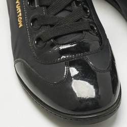 Pre Owned Louis Vuitton Black Nylon and Patent Leather Low Top Sneakers Size 37